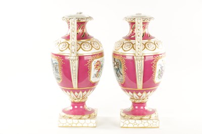 Lot 473 - A FINE PAIR OF BERLIN PORCELAIN URN-SHAPED VASES