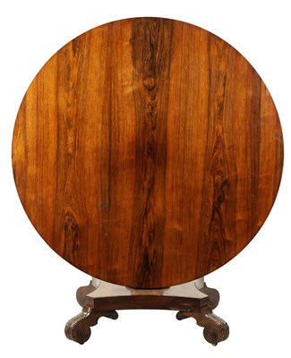 Lot 1419 - A WILLIAM IV FIGURED ROSEWOOD CENTRE TABLE