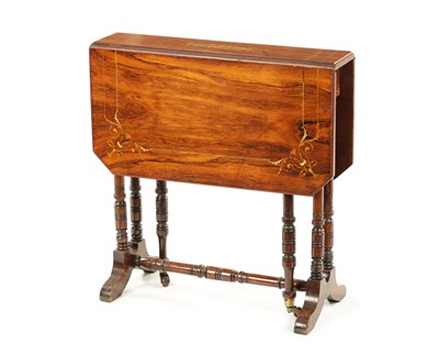 Lot 1424 - A 19TH CENTURY INLAID ROSEWOOD SUTHERLAND TABLE