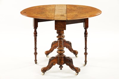 Lot 1495 - A 19TH CENTURY INLAID WALNUT MINIATURE SUTHERLAND TABLE