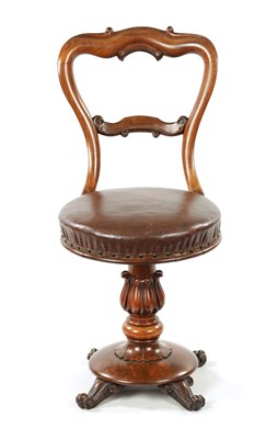 Lot 1394 - A 19TH CENTURY ROSEWOOD REVOLVING MUSIC CHAIR