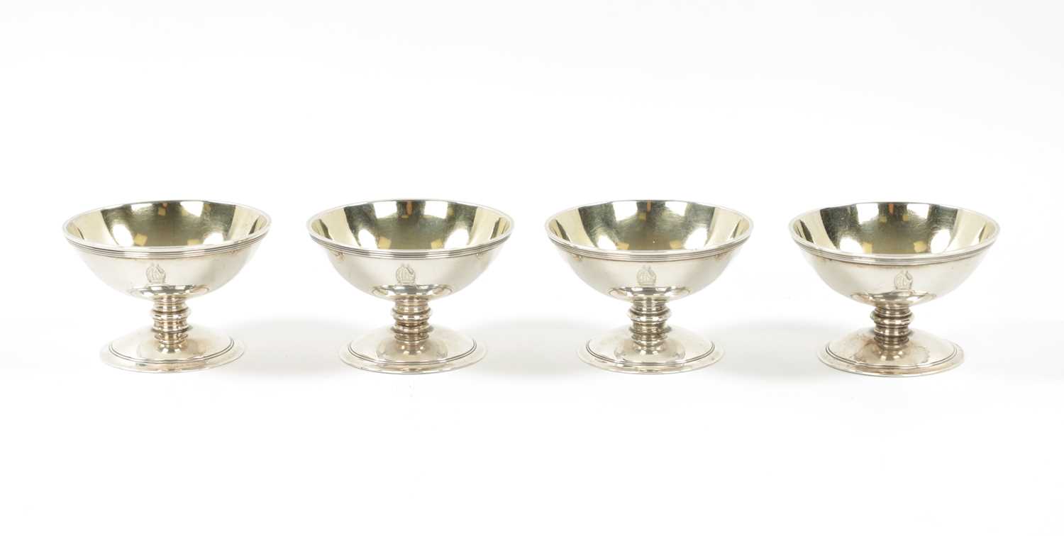 Lot 718 - A SET OF FOUR GEORGE III SILVER OPEN SALTS