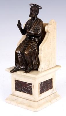 Lot 508 - A LATE 19TH CENTURY BRONZE FIGURE OF ST PETER...