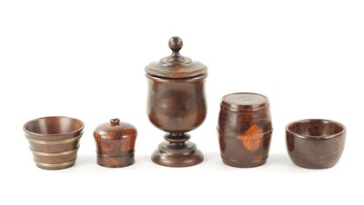 Lot 1049 - A COLLECTION OF FIVE 19TH CENTURY TREEN WARE ITEMS