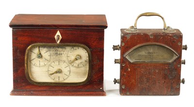 Lot 785 - A 19TH CENTURY MAHOGANY CASED SIGNED ELECTRIC  VOLTMETER