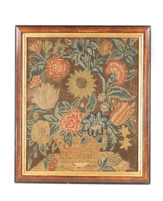 Lot 1155 - AN 18TH CENTURY FRAMED NEEDLEWORK PICTURE