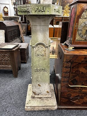 Lot 364 - AN EARLY 18TH CENTURY BRONZE SUNDIAL DATED 1717 RAISED ON AN ARTS AND CRAFTS COMPOSITE STONE BASE