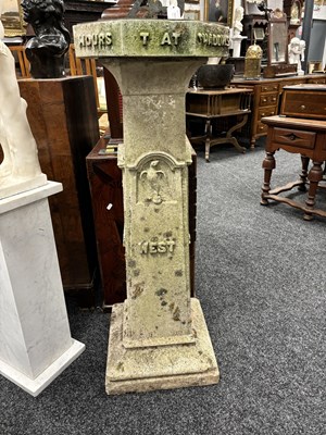 Lot 364 - AN EARLY 18TH CENTURY BRONZE SUNDIAL DATED 1717 RAISED ON AN ARTS AND CRAFTS COMPOSITE STONE BASE
