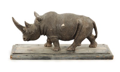 Lot 425 - AN UNUSUAL CARVED STONE / MARBLE SCULPTURE OF A RHINO