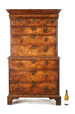 Lot 453 - A FINE WILLIAM AND MARY FIGURED ASH CHEST ON CHEST