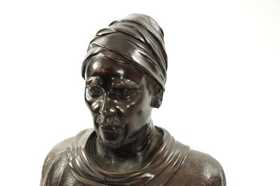 Lot 18 - A LIFE SIZE PATINATED BRONZE BUST OF TURK