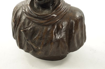 Lot 18 - A LIFE SIZE PATINATED BRONZE BUST OF TURK