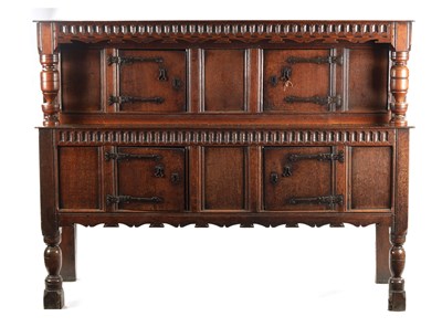 Lot 117 - A RARE 17TH CENTURY JOINED OAK CARVED COURT CUPBOARD/BUFFET