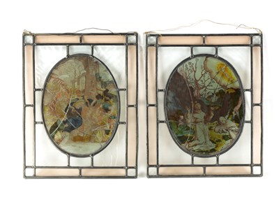 Lot 325 - A PAIR OF 17TH CENTURY STAINED GLASS AND LATER PANELS