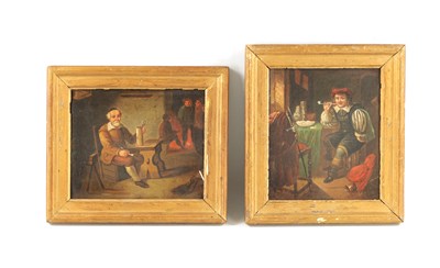 Lot 252 - AFTER TENIERS. A SMALL PAIR OF 19TH CENTURY OIL ON PANELS