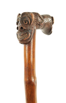 Lot 77 - A RARE TWO HEADED GROTESQUE 19TH CENTURY AFRICAN WALKING STICK