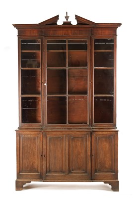 Lot 218 - A RARE SMALL SIZED GEORGE II MAHOGANY BREAKFRONT LIBRARY BOOKCASE