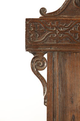 Lot 357 - A 17TH CENTURY WAINSCOT CHAIR WITH TUDOR ROSE