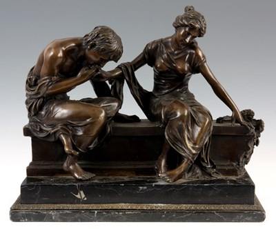 Lot 518 - AFTER CLAUDION A 20TH CENTURY BRONZE OF TWO...