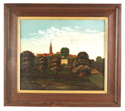 Lot 156 - WILLIAM DAVIS (1812-1873) AN ANTIQUE NIAVE OIL ON CANVAS COUNTRY LANDSCAPE  (POSSIBILY ROSS ON WYE)