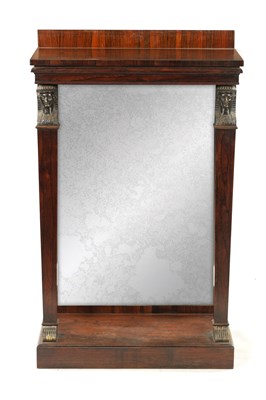 Lot 51 - A REGENCY EYPTIAN REVIVAL ROSEWOOD MIRRORED BACK CONSOLE TABLE