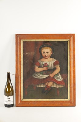 Lot 127 - A 19TH CENTURY NAIVE OIL PAINTING ON CANVAS
