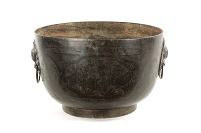 Lot 227 - A RARE 17TH/18TH CENTURY CHINESE BRONZE JARDINIERE OF LARGE SIZE