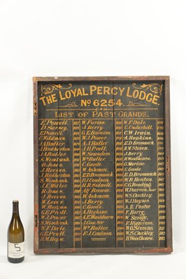 Lot 339 - A 19TH CENTURY MASONIC SIGN “THE LOYAL PERCY LODGE, NO. 6254”