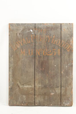 Lot 339 - A 19TH CENTURY MASONIC SIGN “THE LOYAL PERCY LODGE, NO. 6254”
