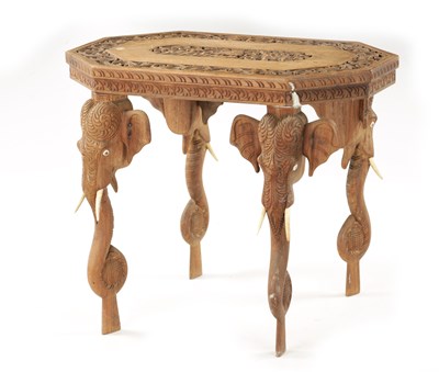 Lot 88 - A 19TH CENTURY CARVED HARDWOOD INDIAN OCCASIONAL TABLE