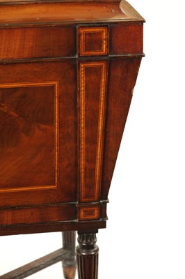 Lot 315 - A REGENCY INLAID MAHOGANY CELLARETTE ON TAPERED FLUTED LEGS IN THE MANNER OF GILLOWS