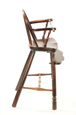 Lot 95 - A 19TH CENTURY  FRUITWOOD CHILDREN’S SPINDLE BACK HIGH CHAIR