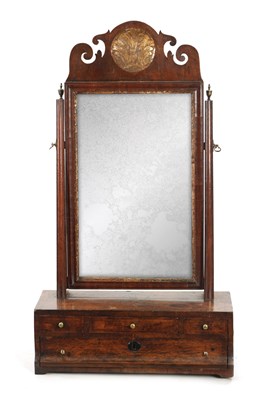 Lot 225 - A GEORGE I FIGURED WALNUT DRESSING TABLE MIRROR