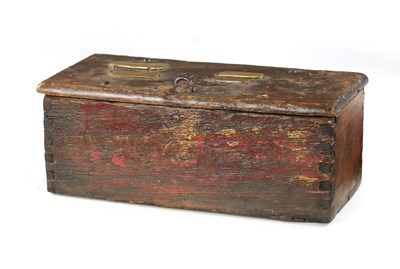 Lot 122 - A 19TH CENTURY PAINTED PINE RENT COLLECTOR'S BOX