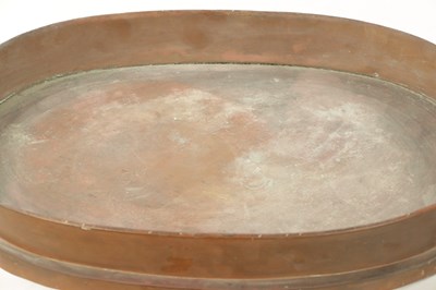 Lot 186 - A 19TH CENTURY OVAL COPPER FISH KETTLE LID
