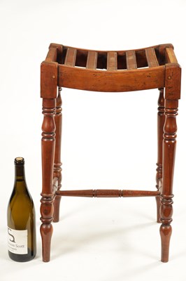 Lot 174 - A RARE REGENCY YEW WOOD SLATTED TOP STOOL