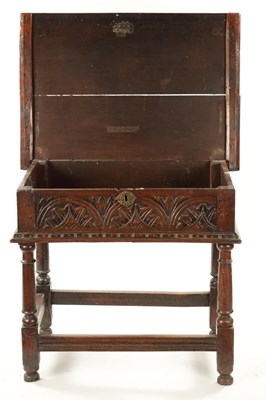 Lot 48 - A RARE 17TH CENTURY JOINED OAK BOX TOP SIDE TABLE