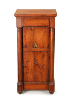 Lot 90 - AN 18TH CENTURY EMPIRE STYLE YEW-WOOD BEDSIDE CABINET