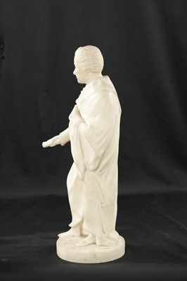 Lot 83 - A 19TH CENTURY CARVED WHITE MARBLE SCULPTURE OF A SCHOLAR