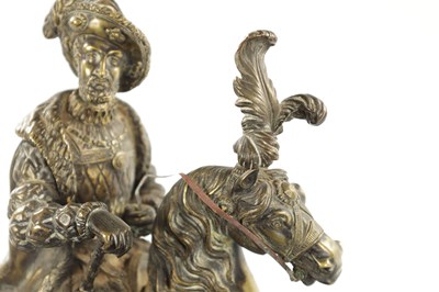 Lot 328 - A 19TH CENTURY FRENCH BRONZE SCULPTURE OF FRANCOIS I ON HORSEBACK