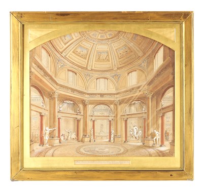 Lot 194 - A 19TH CENTURY  WATERCOLOUR BY GOODCHILD OF A SCULPTURE GALLERY