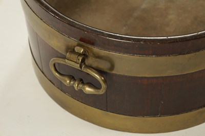 Lot 44 - A GEORGE III OVAL BRASS BOUND MAHOGANY WINE COOLER