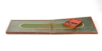 Lot 87 - AN EARLY 19TH CENTURY TOTOPOLY RACING BOARD AND BOX OF LEAD HORSES
