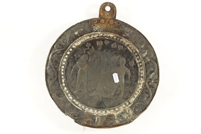 Lot 73 - A LATE 17TH CENTURY ADAM & EVE EMBOSSED HANGING WALL LIGHT PLAQUE