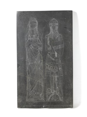 Lot 262 - AN ANTIQUE ENGRAVED SLATE PANEL