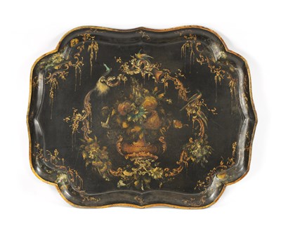 Lot 426 - A 19TH CENTURY PAPIER MACHE LACQUERWORK TRAY