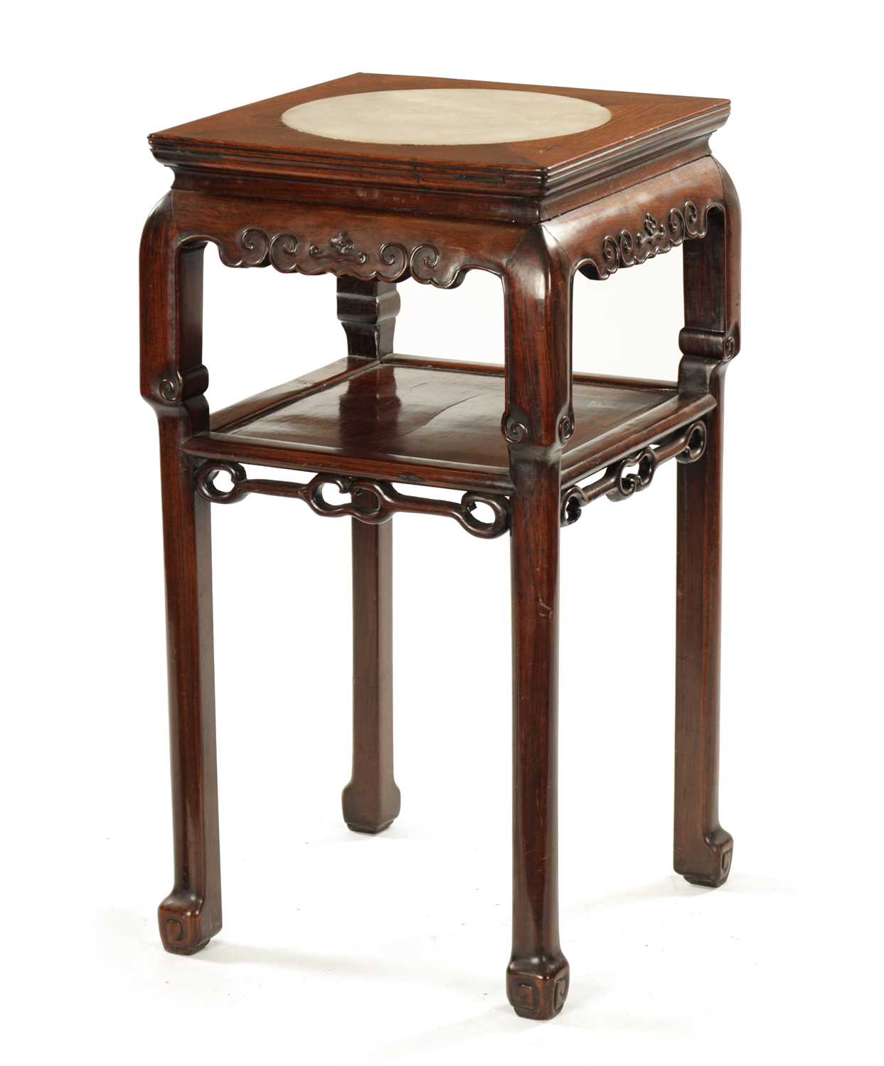 Lot 215 - A 19TH CENTURY CHINESE HARDWOOD JARDINIERE STAND