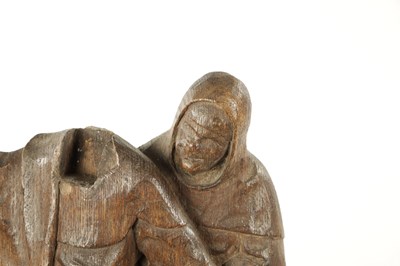 Lot 399 - A 17TH CENTURY CARVED OAK FIGURAL SCULPTURE 'THE MURDER OF THOMAS BECKETT'