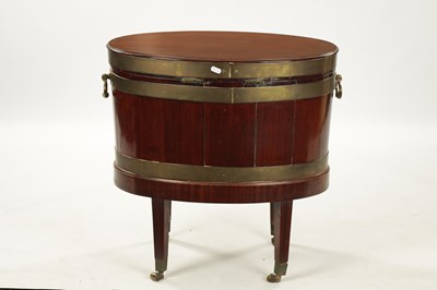 Lot 212 - A GEORGE III OVAL MAHOGANY WINE COOLER ON STAND