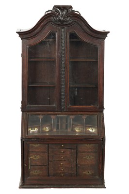 Lot 362 - AN 18TH CENTURY APPRENTICE MINIATURE BUREAU BOOKCASE